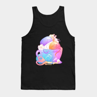 Kawaii Pastel Knitting Teacup Tank Top